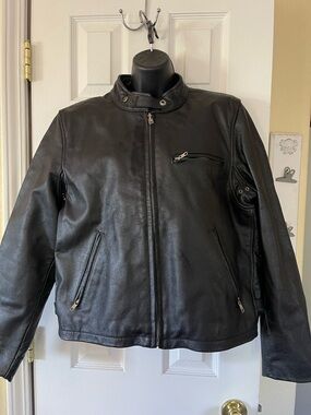 Classic Black Leather Jacket - Women's Zip Front Motorcycle Style